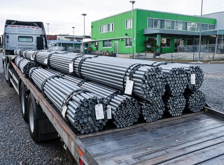 Steel bundles prepared for shipment
